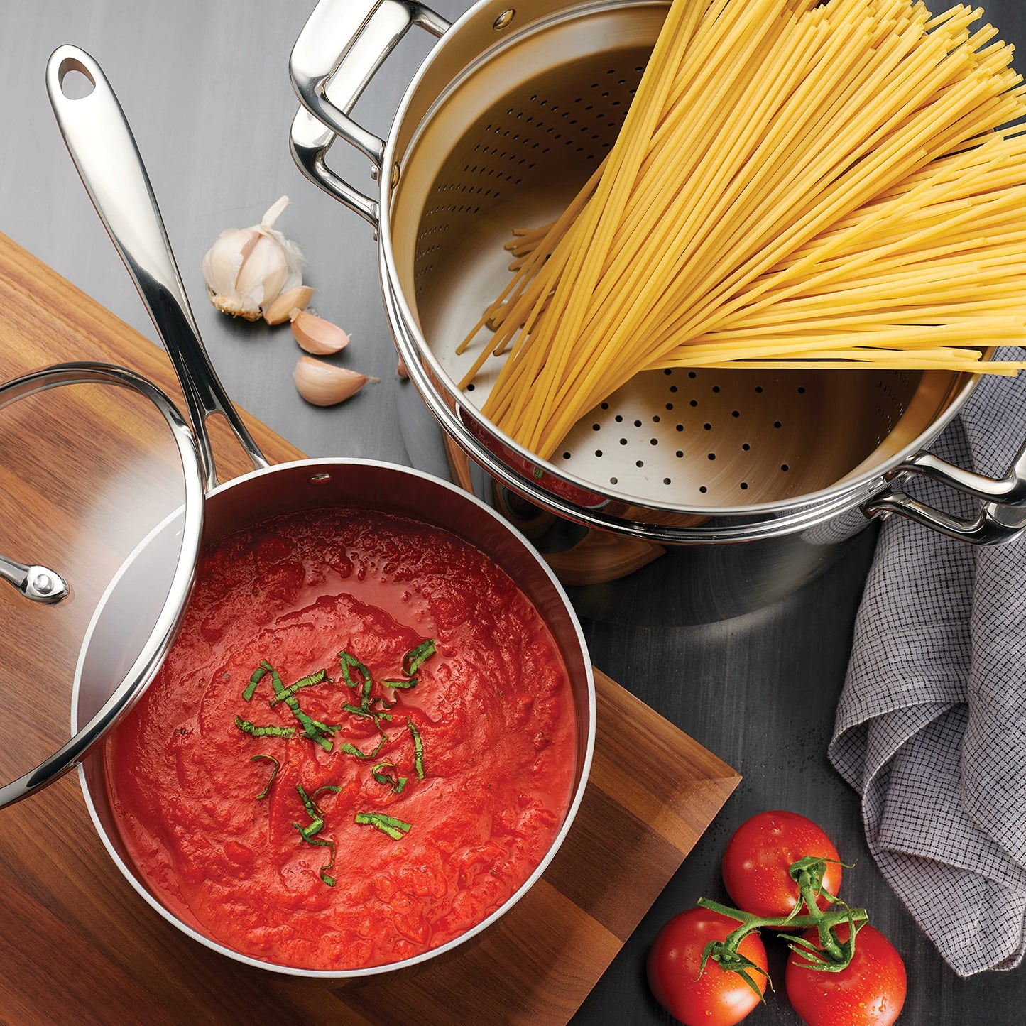 Tramontina Tri-Ply Clad Stainless Steel 14-Piece Cookware Set with Glass Lids, Pots and Pans Kitchen Set, Induction-Ready, Dishwasher-Safe, NSF-Certified
