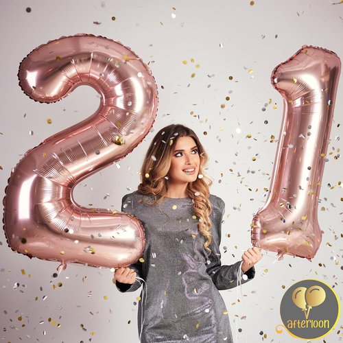 AFTERLOON® Jumbo 40-Inch Pink Foil Number 7 Balloons - Perfect 7th Birthday Decorations for Kids