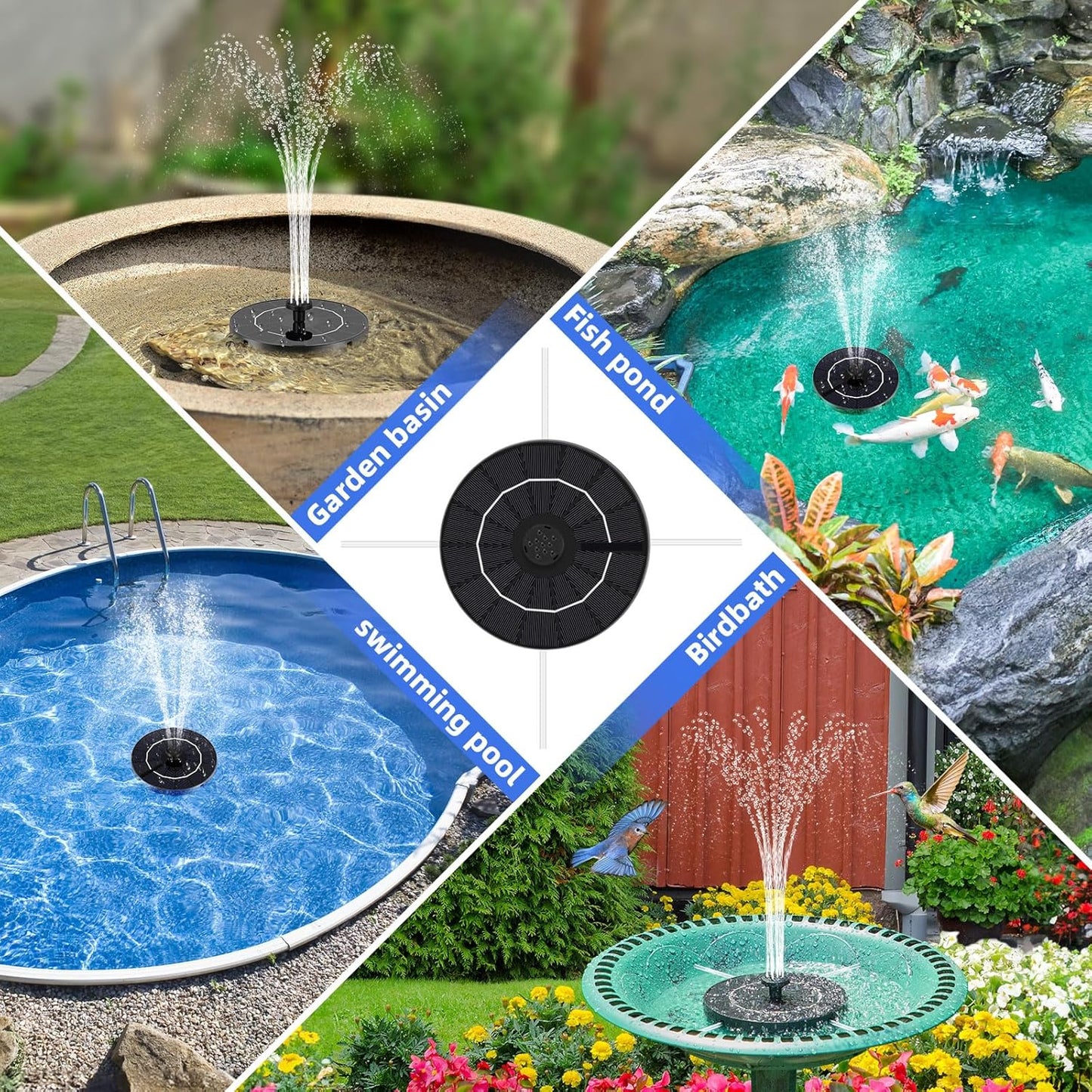 Skiennix Solar Fountain - Upgraded 3.5W Water Pump with Multiple Nozzles for Bird Baths & Gardens