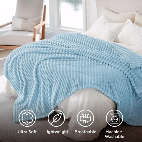 Bedsure GentleSoft Blue Blanket - Cozy California King Size Fleece Throw, 102x96 Inches, Perfect Gift for Women