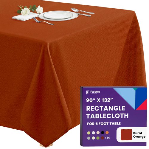 Gee Di Moda Rectangle Tablecloth - 90 x 132 Inch Beige Table Cloth for 6 Foot Tables with Floor-Length Drop - Heavy Duty Washable Fabric for Holiday Party, Dinner, Weddings & Baby Shower