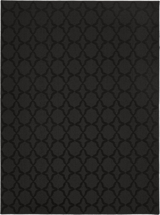 Garland Rug Sparta Non Slip Polypropylene 6 Ft. X 9 Ft. Black Area Rug- Ideal for Living Rooms & Hallways, Stylish & Durable for High-Traffic Areas