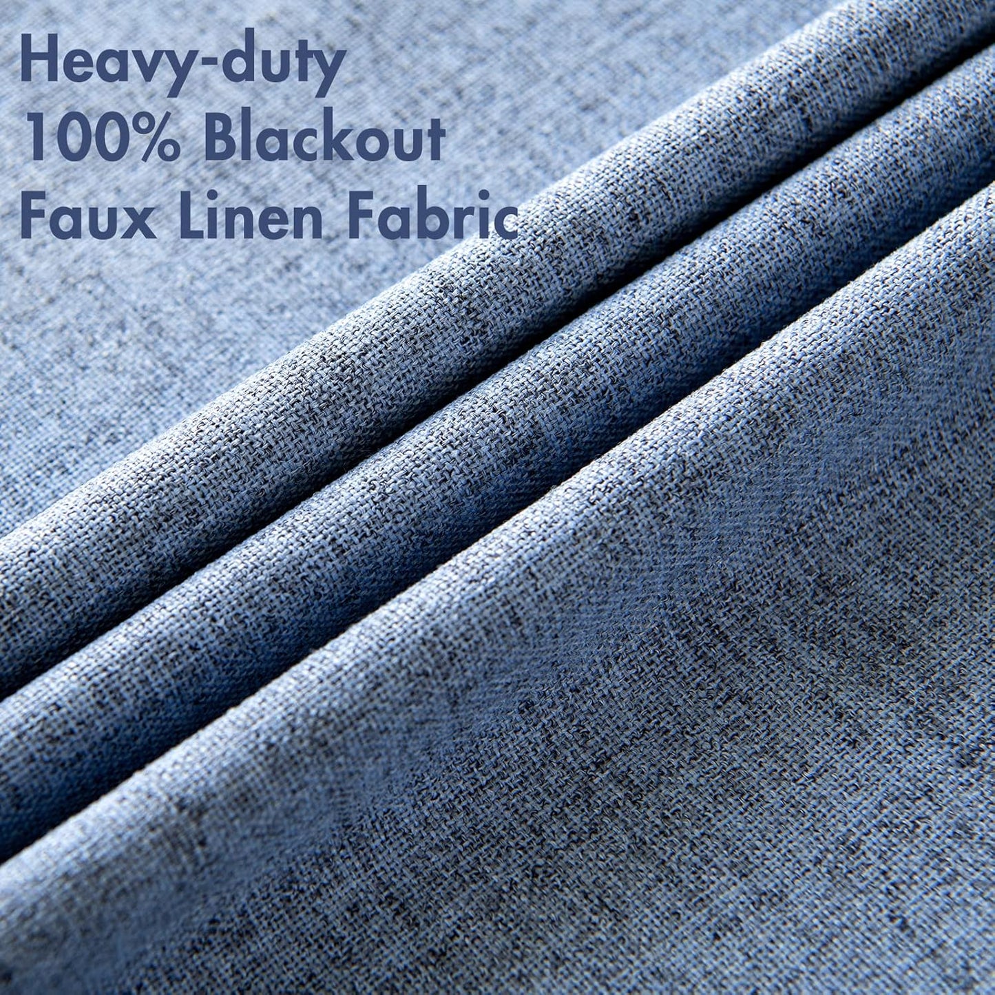 MIULEE Blackout Curtains - 100% Thermal Insulated Linen Texture Drapes | Stone Blue, 52x96 Inch (2 Panels)
