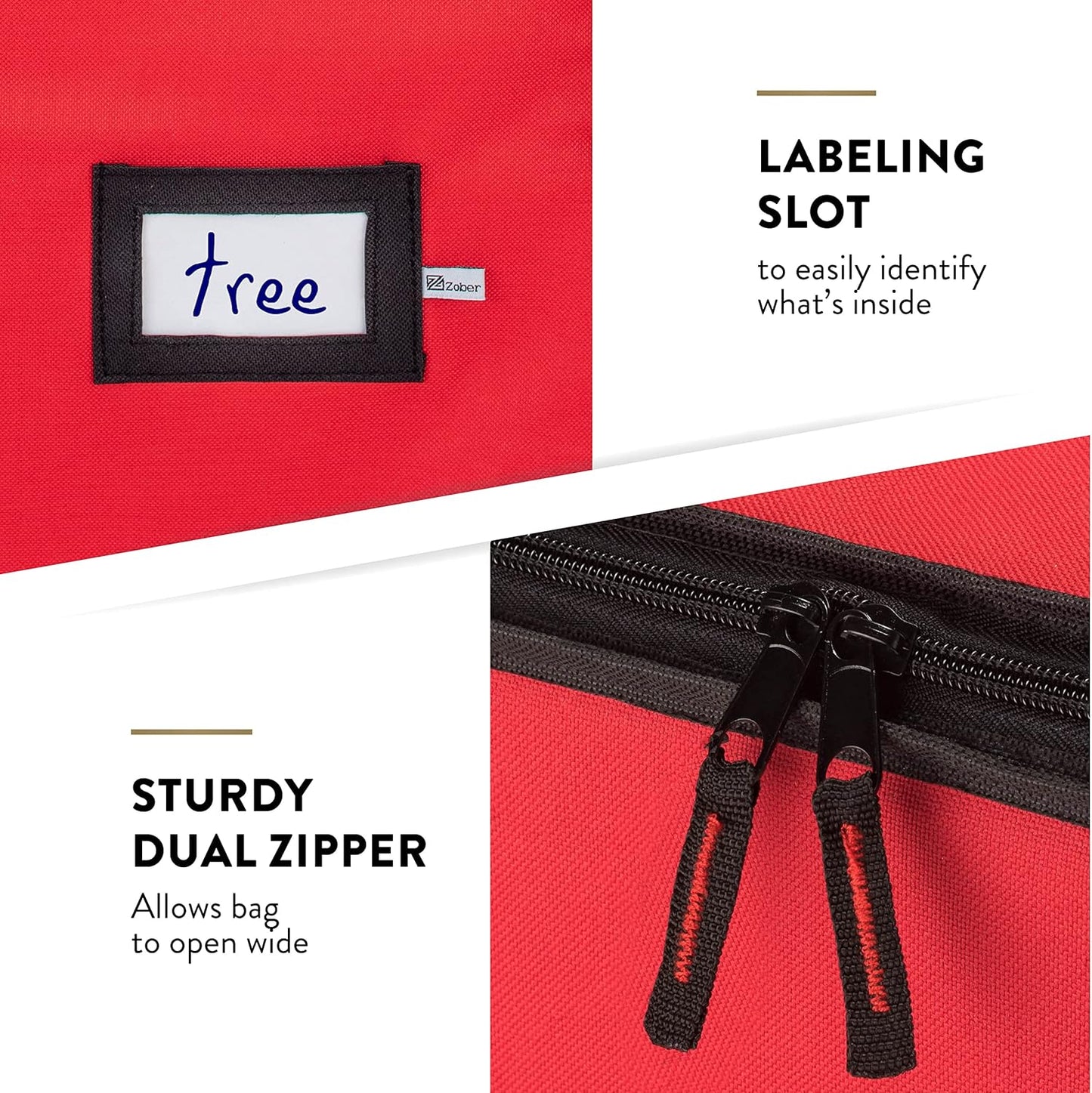 ZOBER Christmas Tree Storage Bag | Fits 9 Ft Trees - Durable 600D Oxford Fabric - Easy Access Design - Red