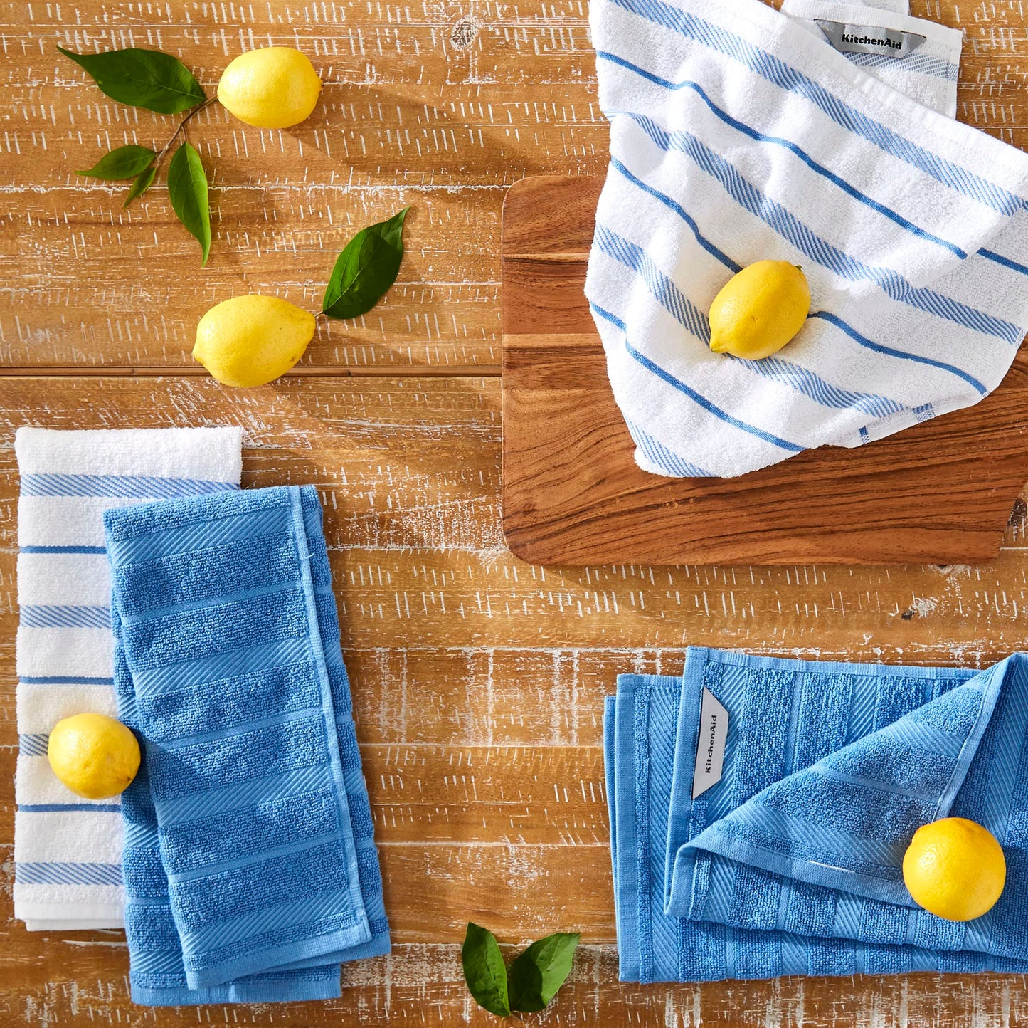 KitchenAid Albany Kitchen Towel Set, Set of 4, Cornflower 4 Count