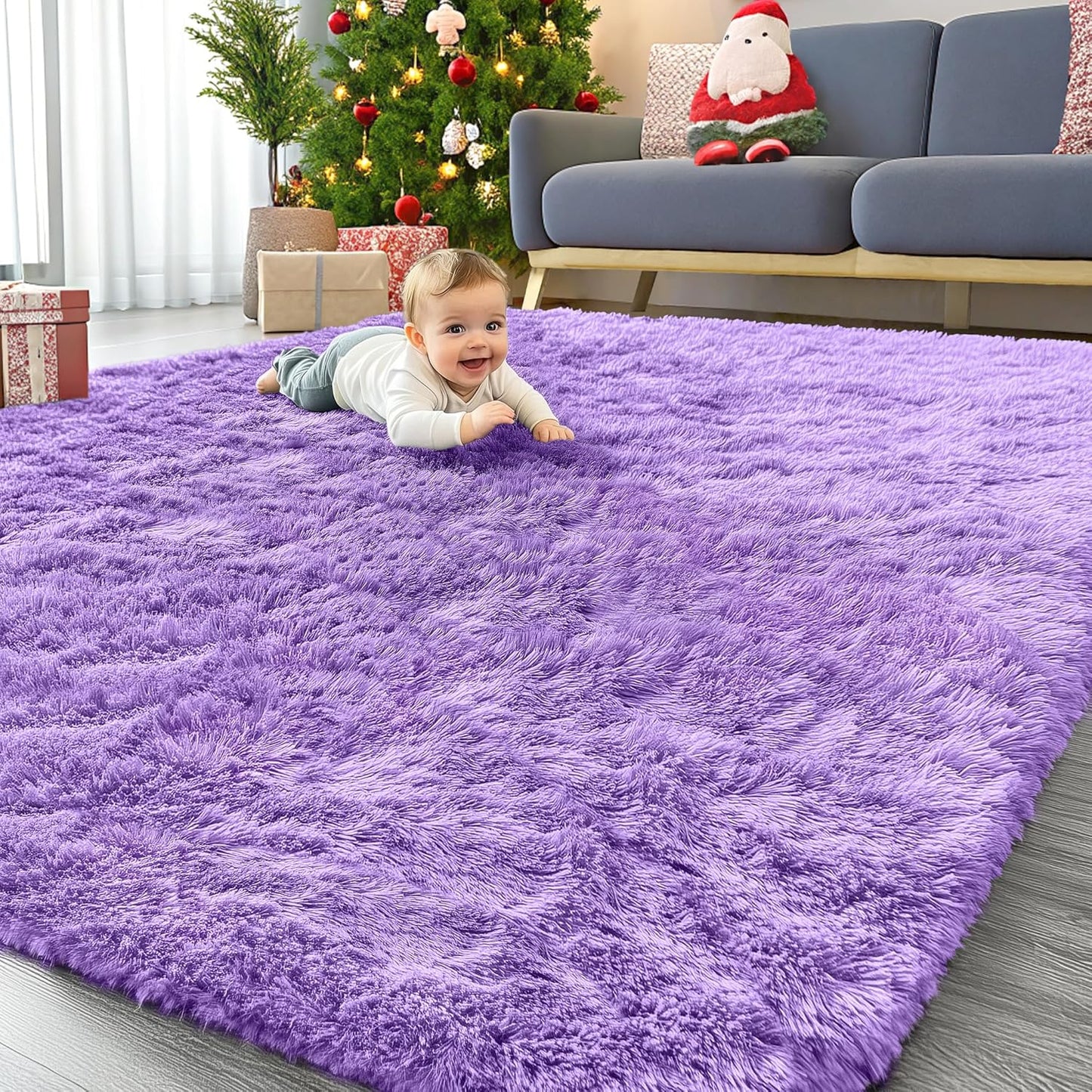 OLANLY Large Area Rug - Soft Fluffy Shaggy Indoor Carpet for Living Room & Bedroom | 6x9 ft, Purple