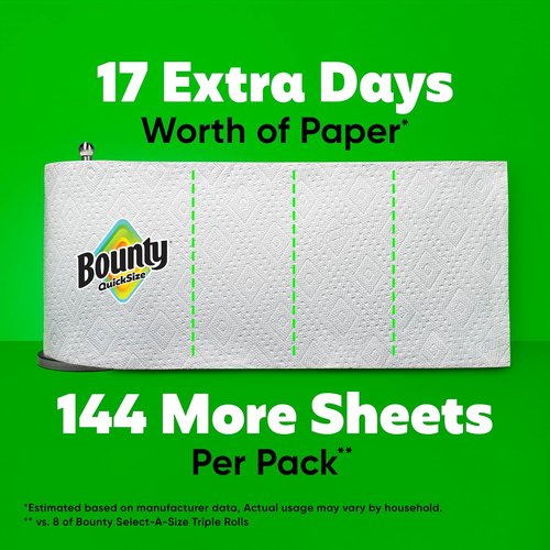 Bounty Quick-Size Paper Towels - White Family Triple Rolls | Equivalent to 27 Regular Rolls