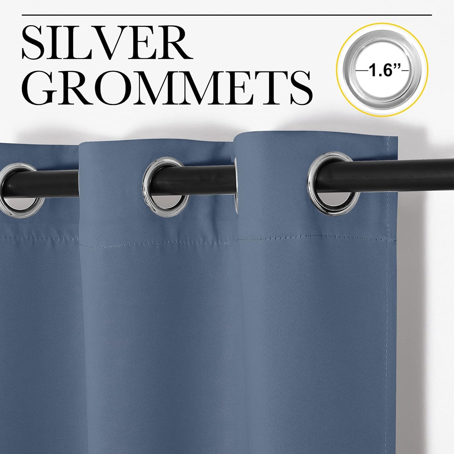 NICETOWN Thermal Insulated Blackout Curtains - Stone Blue Room Darkening Drapes, Set of 2, 29x40 Inches