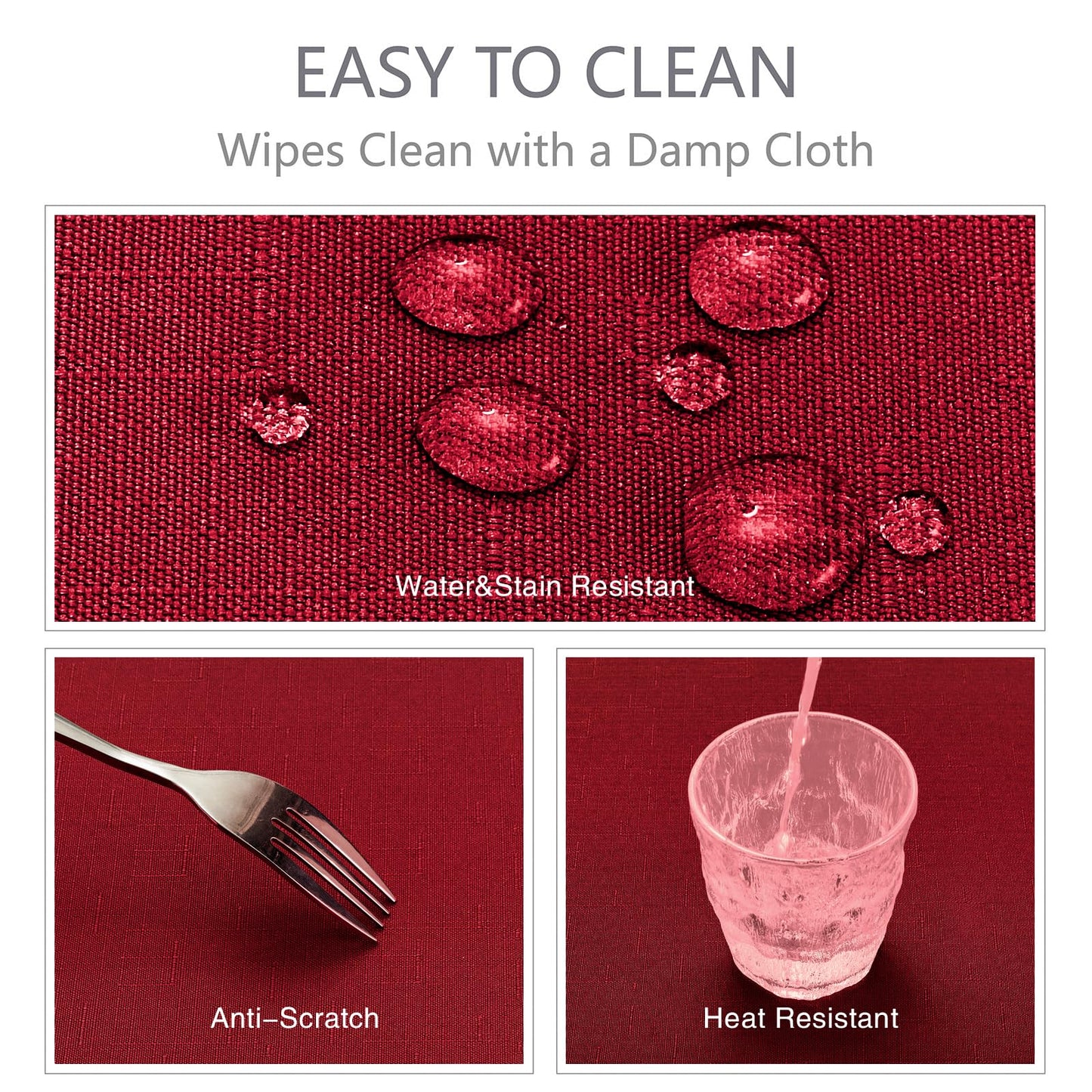 Veblandy Rectangle Tablecloth Waterproof 60x104 inch Linen Textured Table Cloth Stain and Wrinkle Resistant Washable, Decorative Fabric Table Cover for Dining, Party and Camping, Red
