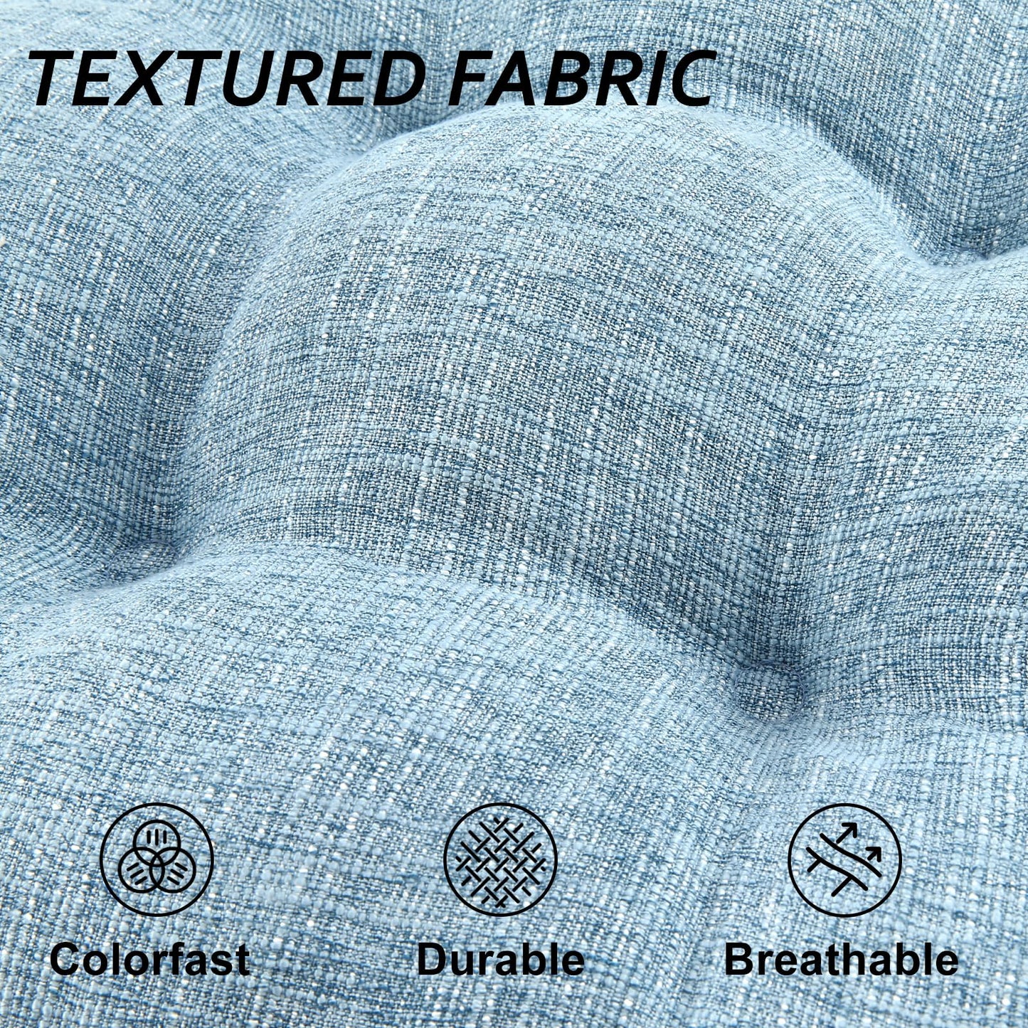 Basic Beyond Chair Cushions for Dining Chairs 4 Pack, Chair Cushion with Ties and Non Slip Backing, 15.5 x 15.5 inches Tufted Chair Pads for Dining Chairs(Baby Blue)