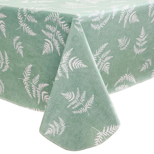Heavy Duty Vinyl Tablecloth with Flannel Backing Waterproof Oil-Proof Plastic Table Cloth Stain-Resistant Wipeable Rectangle or Square Table Cover for Indoor and Outdoor (Mint Leaf, 60X102 Inch)