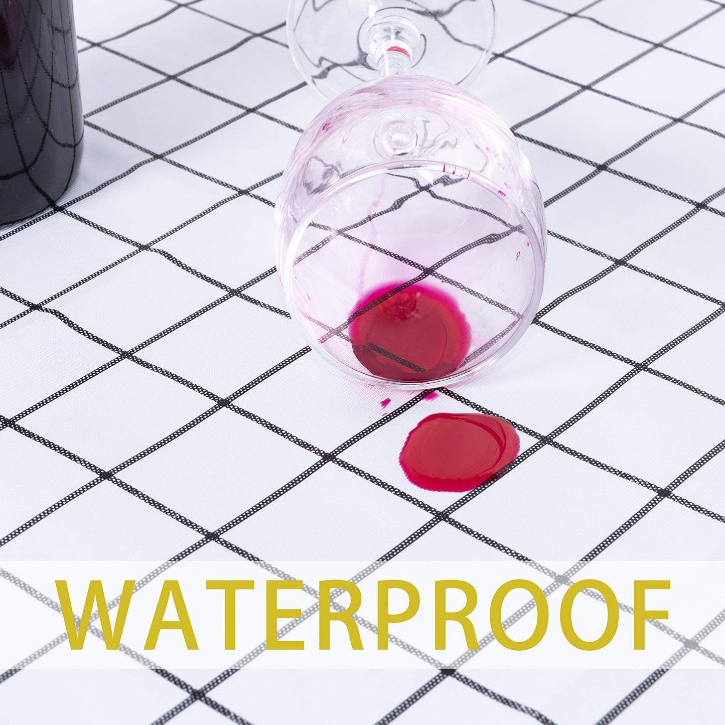 sancua Checkered Vinyl Rectangle Tablecloth - 54 x 78 Inch - 100% Waterproof Oil Proof Spill Proof PVC Table Cloth, Wipe Clean Table Cover for Dining Tables, Buffet Parties, White Checkered