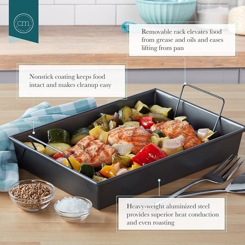 Chicago Metallic Non-Stick Roast Pan - 13-Inch by 9-Inch with Durable Non-Stick Rack