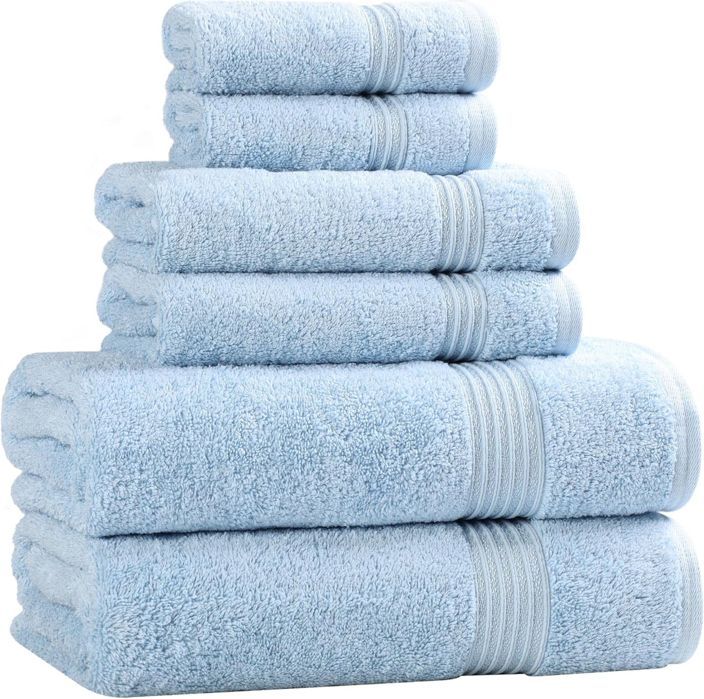 Superior Egyptian Cotton 6-Piece Towel Set, Bathroom Essentials, Towels For Bathroom, Apartment, Airbnb, Guest Bath, Face, Hand, Bath Towels, Washcloths, Absorbent, Fast Drying, Royal Purple