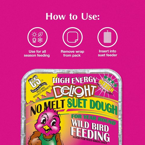 C&S High Energy Delight Suet Cakes - No Melt Formula for Wild Birds | 8-Pack for Woodpeckers & More