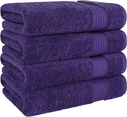 Cotton Paradise Turkish Bath Towels - 100% Cotton Extra Large Plush Set in Purple | 4 Pieces