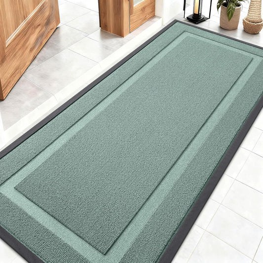 OLANLY Indoor Outdoor Front Door Mat - Waterproof All-Season Doormat, Easy Clean, 59x23, Grayish Green