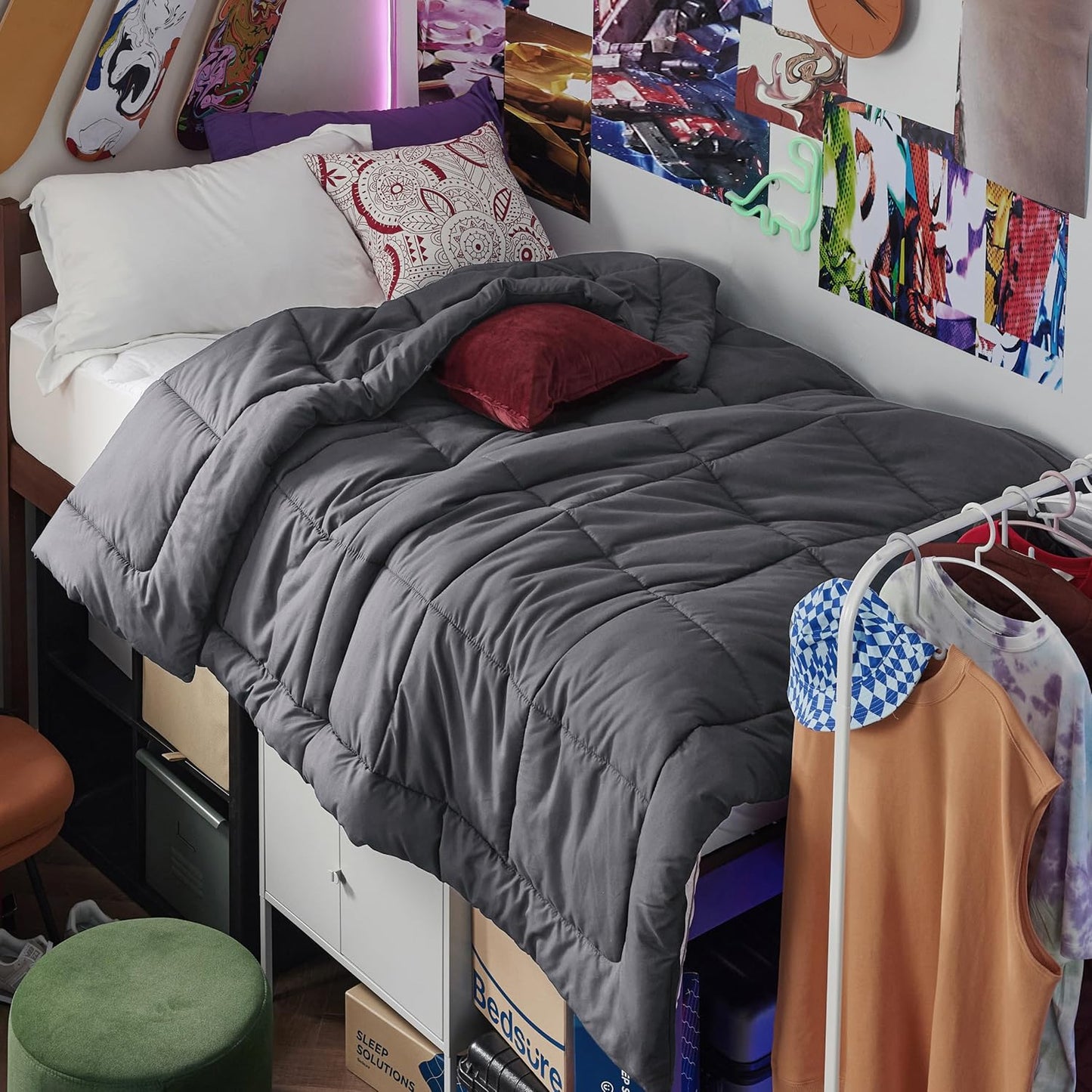 Bedsure Comforter Duvet Insert - All-Season Twin XL Quilted Down Alternative Bedding, Grey 92 x 68 Inches