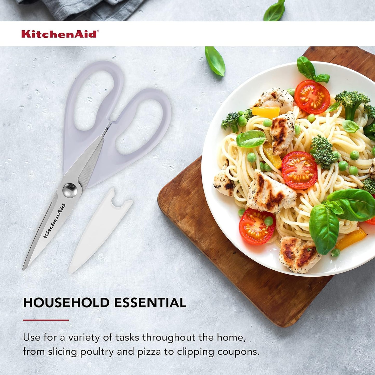 KitchenAid Kitchen Shears - Durable Stainless Steel Scissors with Soft Grip Handle | 8.72 Inch, Lavender Cream