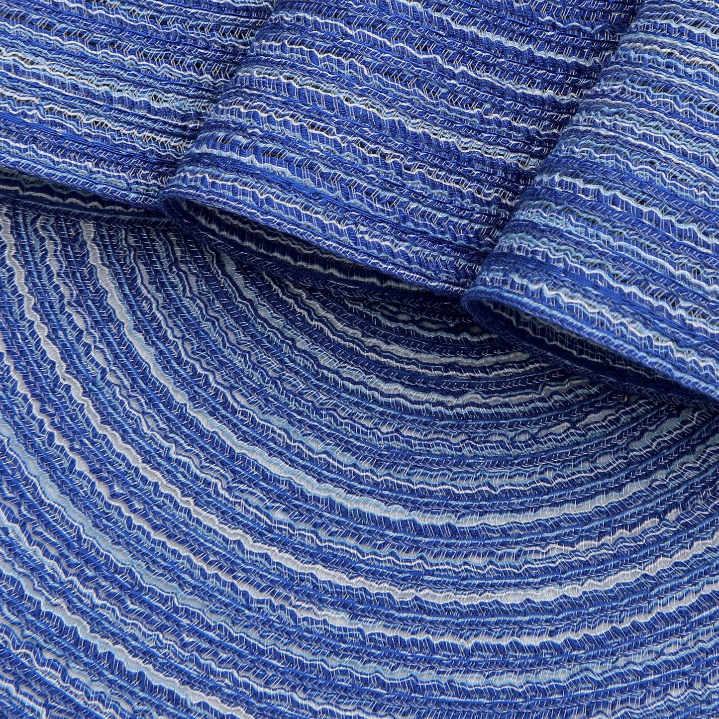 SHACOS Round Braided Placemats 15 inch Set of 6 Washable Kitchen Table Placemats for Home Wedding Party (Blue White, 6)