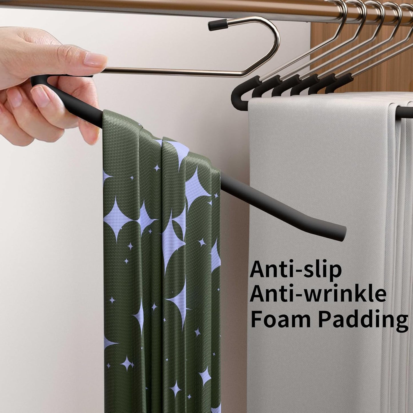 SLMT Heavy Duty Metal Pants Hangers - Open Ended Design, Non-Slip Sponge Padded | 10 Pack for Jeans & Trousers