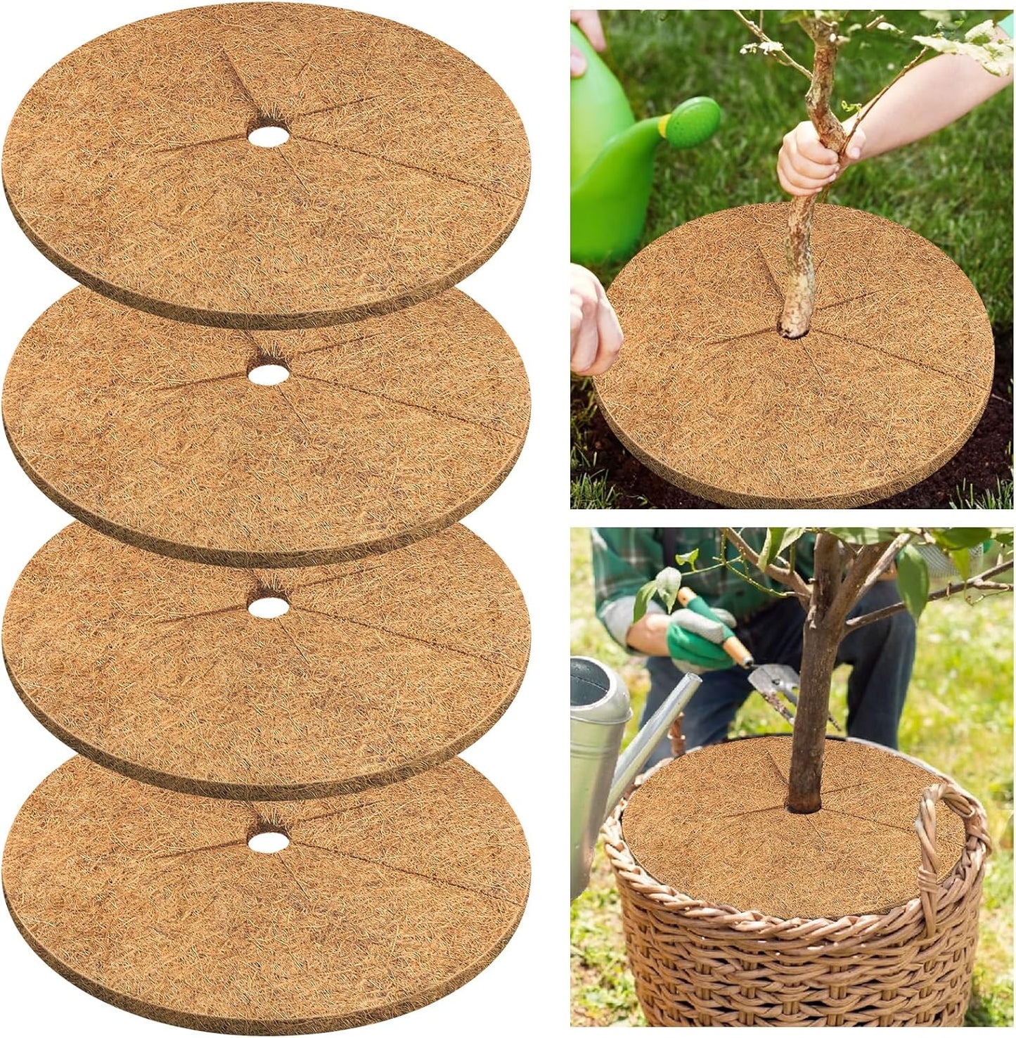 Legigo Coconut Fiber Mulch Ring - 30 Inch Natural Coir Plant Protector Mat for Indoor/Outdoor Use