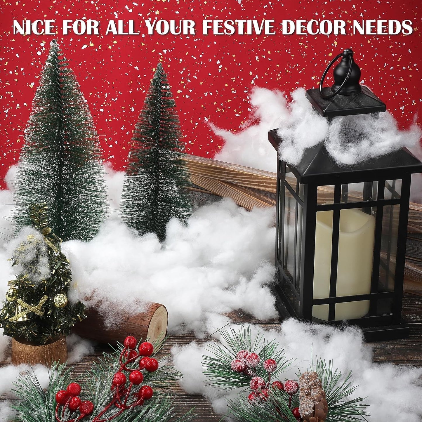 Aodaer Artificial Snow Decor - 1500g Fluffy Soft Cotton for Christmas Tree & Holiday Displays
