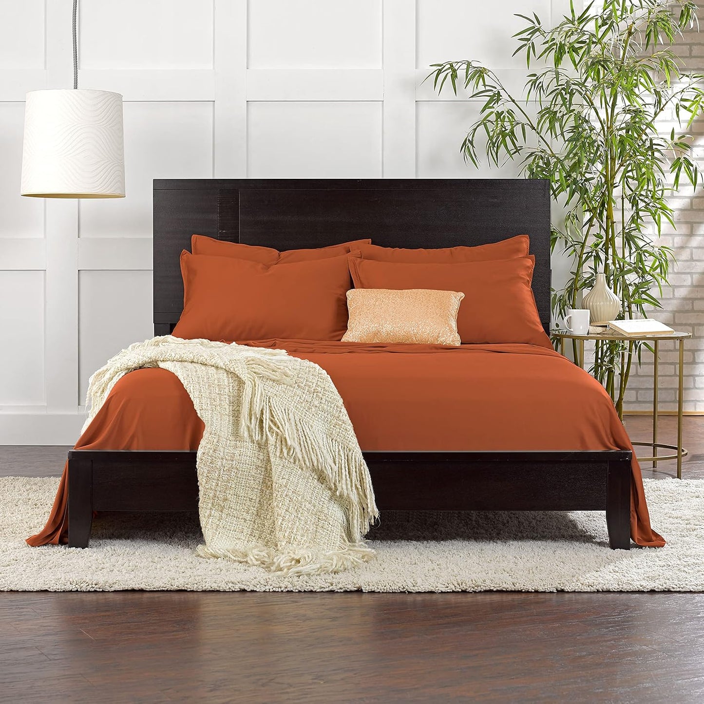 Pure Bamboo Queen Sheets - Luxuriously Soft & Cooling 100% Organic Viscose Bed Set | Terracotta Color