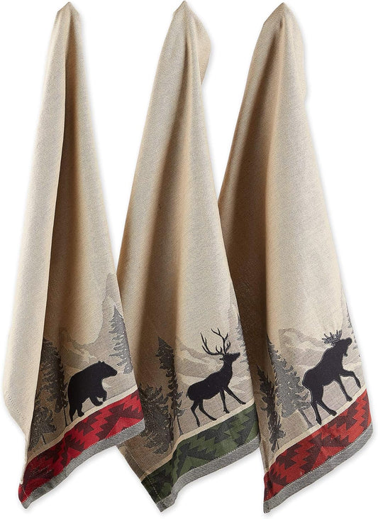 Woodlands Dishtowel Set - 3 Piece, 18x28, Rustic Kitchen Towels for Home