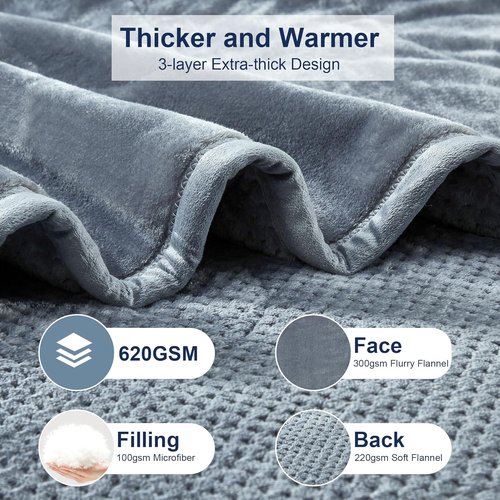 DREAMNINE King Size Fleece Bed Blanket - Luxury Warm Soft Flannel | 90" x 108" | Cozy Grey Microfiber