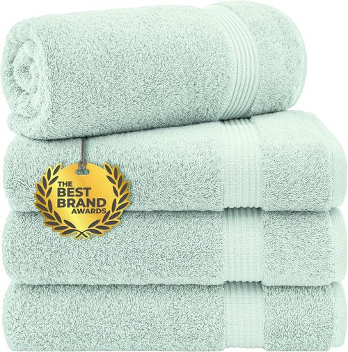 Cotton Paradise Extra Large 4-Piece Turkish Bath Towel Set - 100% Soft Plush Cotton | Mint Green