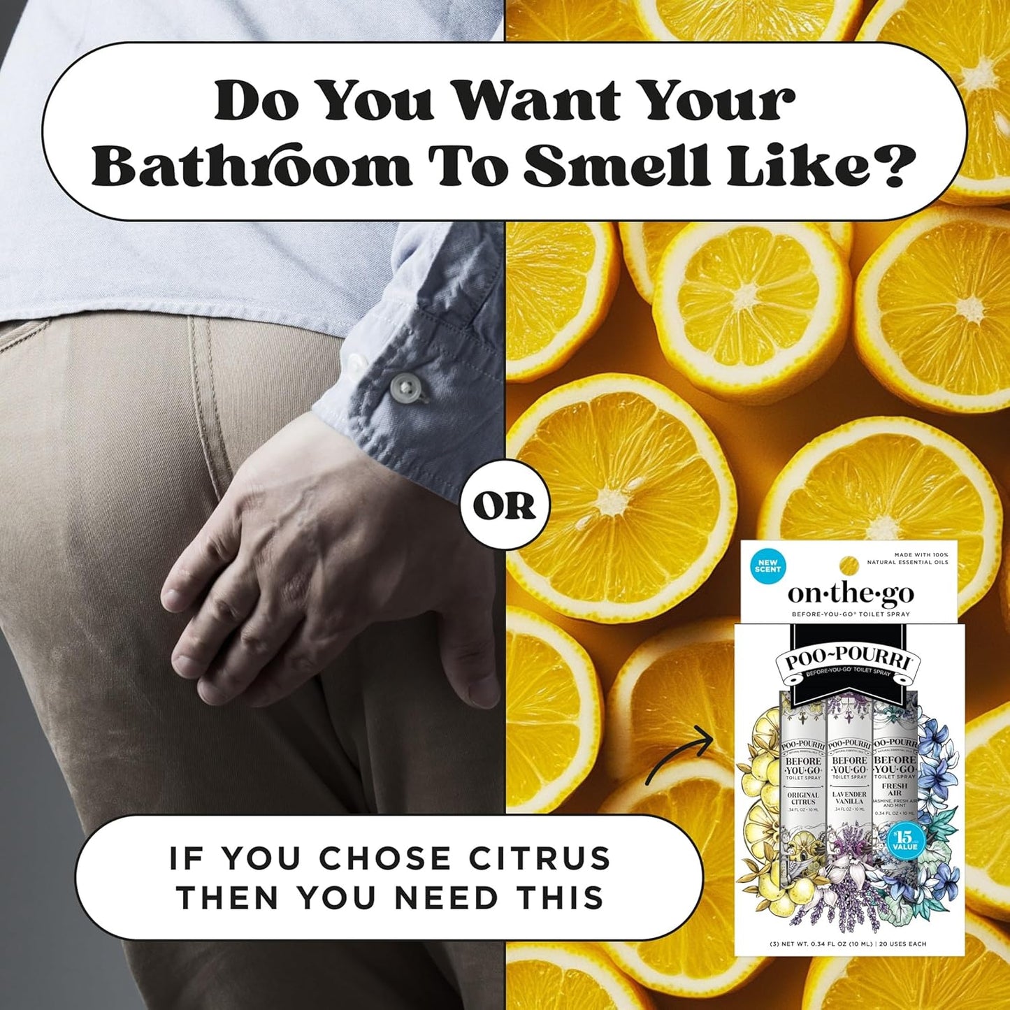 Poo-Pourri Before-You-Go Toilet Spray | Travel Essentials 3-Pack - TSA Approved, 0.34 Fl Oz Each, Odor Eliminator with Essential Oils