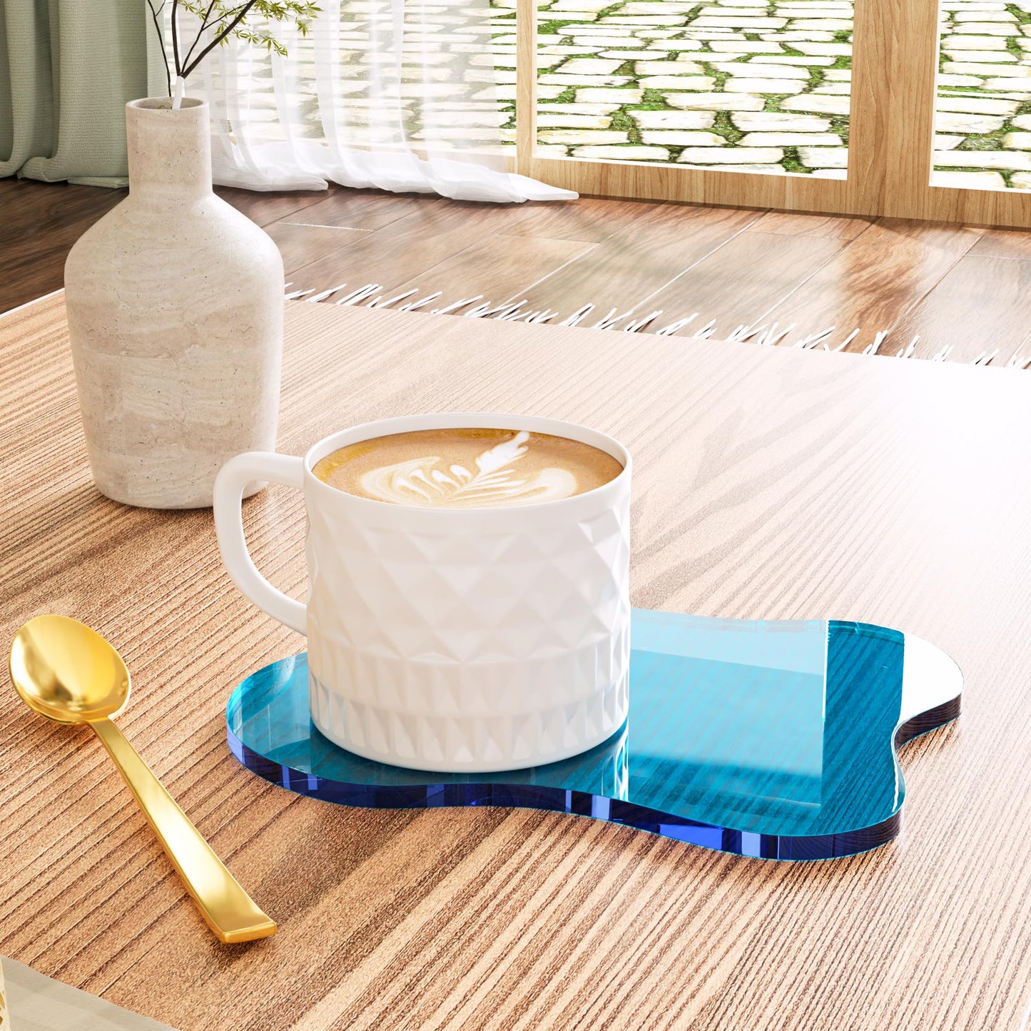 Leadiy Acrylic Coaster for Desk, Clear Bar Drink Coaster, Clear Cloud Shape Coffee Cup Coaster, Perfect for Tabletop Protection and Accessories Display.