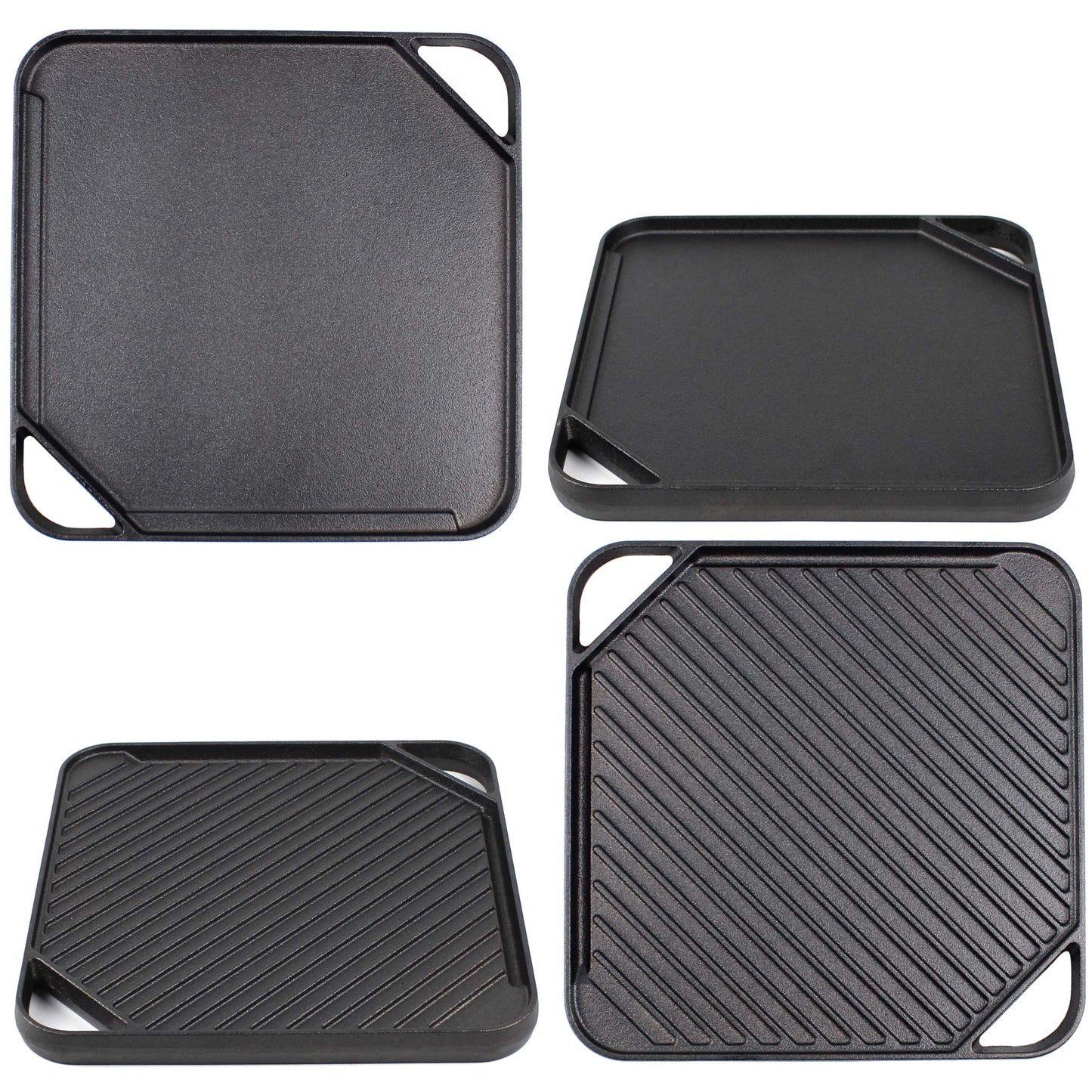 Cast Iron Griddle (20" by 10"), Reversible, Pre-Seasoned, Grill and Griddle Combo Pan, BBQ, Campfire, fits over two stovetop burners
