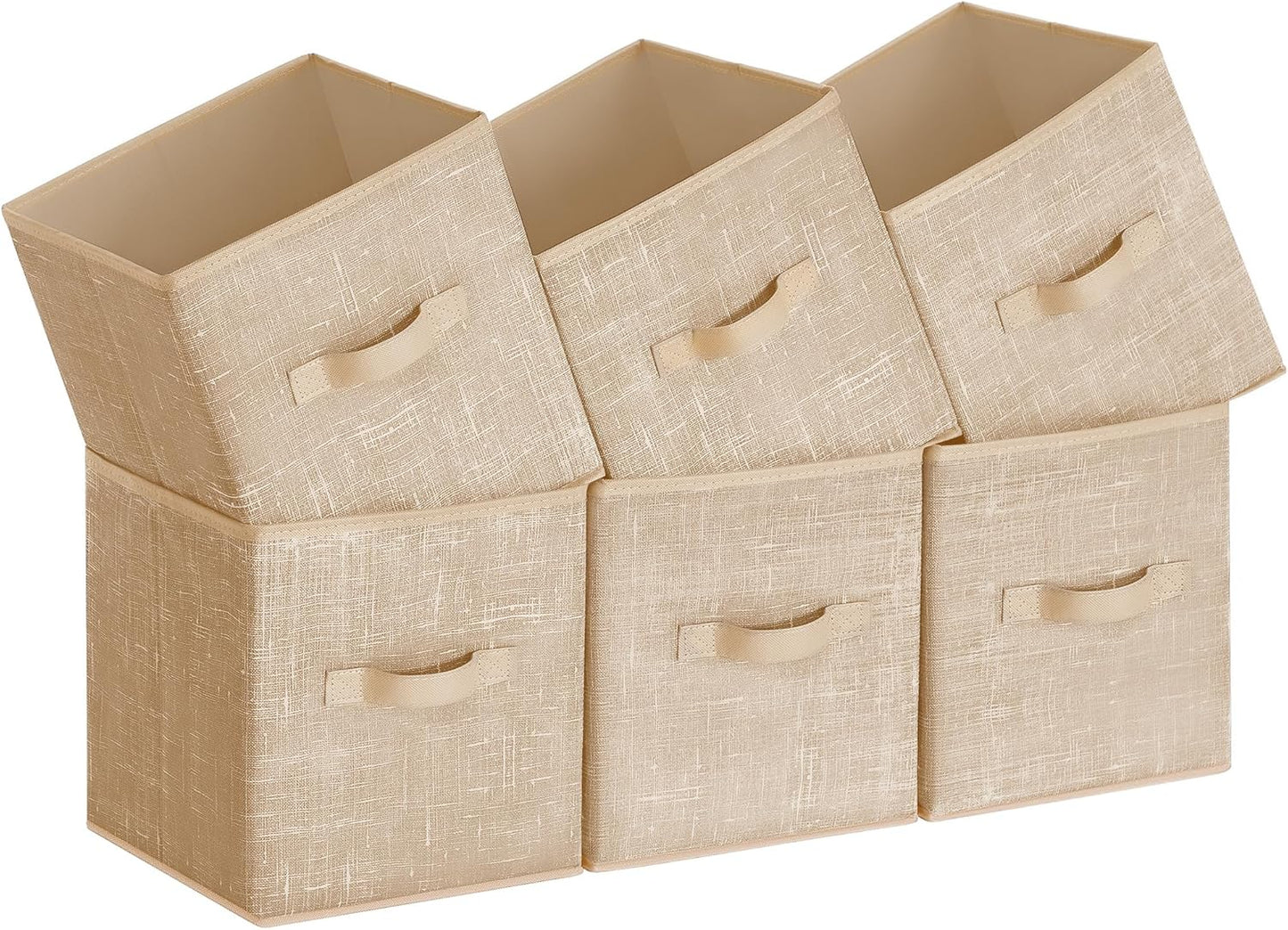 SONGMICS Storage Cubes - 11-Inch Non-Woven Fabric Bins with Double Handles | Set of 6, Sand Beige Closet Organizers