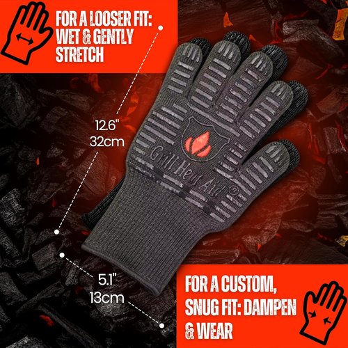 Grill Heat Aid Extreme Heat Resistant BBQ Gloves - 1472°F Fireproof Grilling Mitts for Men | EN407 Certified