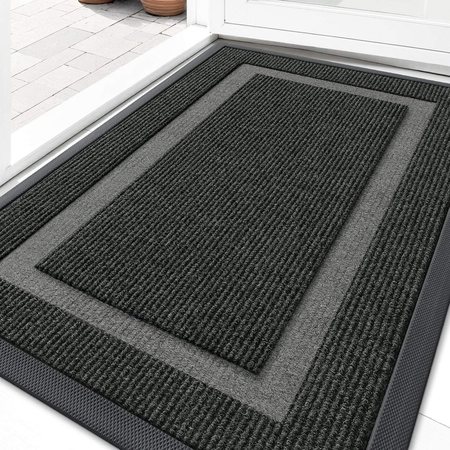 OLANLY Waterproof Front Door Mat - All-Season, Fade Resistant, Easy Clean | 35x23 Inches, Black