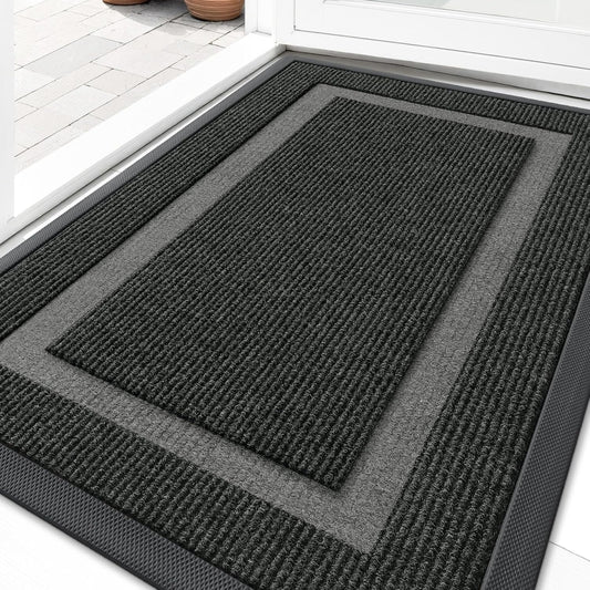 OLANLY Waterproof Front Door Mat - All-Season, Fade Resistant, Easy Clean | 36x24 Black Natural Rubber