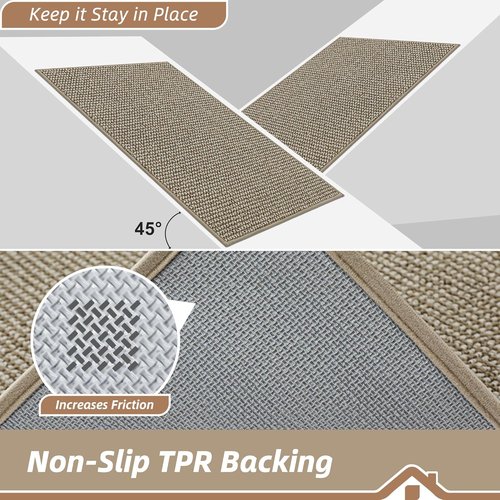 BEQHAUSE Dirt Trapper Door Mat - Non-Slip, Washable, Absorbent 24" x 60" Light Beige Entrance Mat