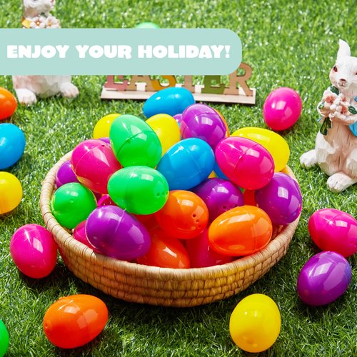 JOYIN 100 PCS 2.3" Easter Eggs, Empty Plastic Eggs Fillable Colorful Bright Eggshell Bulks for Easter Hunt, Filling Treats, Party Favor, Basket Stuffers, Classroom Prize Supplies