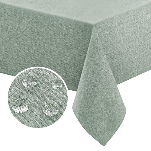 FantasDecor Linen Textured Table Cloths Rectangle Tablecloth Waterproof Spill-Proof Wrinkle Free Rectangular Cover for Dining Room and Outdoor Use, Heather Sage, 60 x 102 Inch