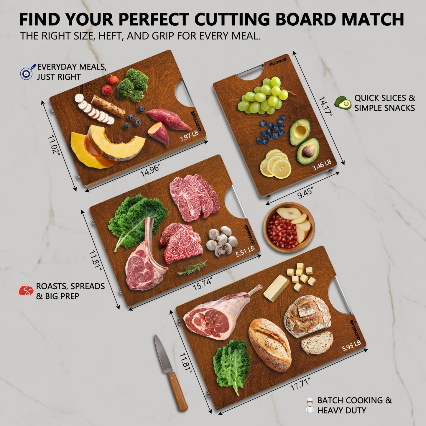 Brosisincorp Real Solid Sapele Cutting Board One Piece No Glue Non Toxic All Whole Single Wood Butcher Block Thick Hard Wood Heavy Duty Edge Grain (X-Large, 17.71"L*11.81"W*1.18"Th)