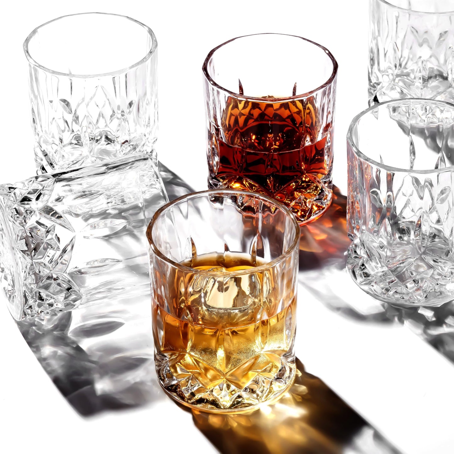 LEMONSODA Crystal Cut Old Fashioned Whiskey Glasses Set of 2, 4, 6-10oz Ultra-Clear Premium Lead-Free Rocks Glass Tumbler For Drinking Bourbon, Scotch, Cognac, Cocktails (Set of 12)