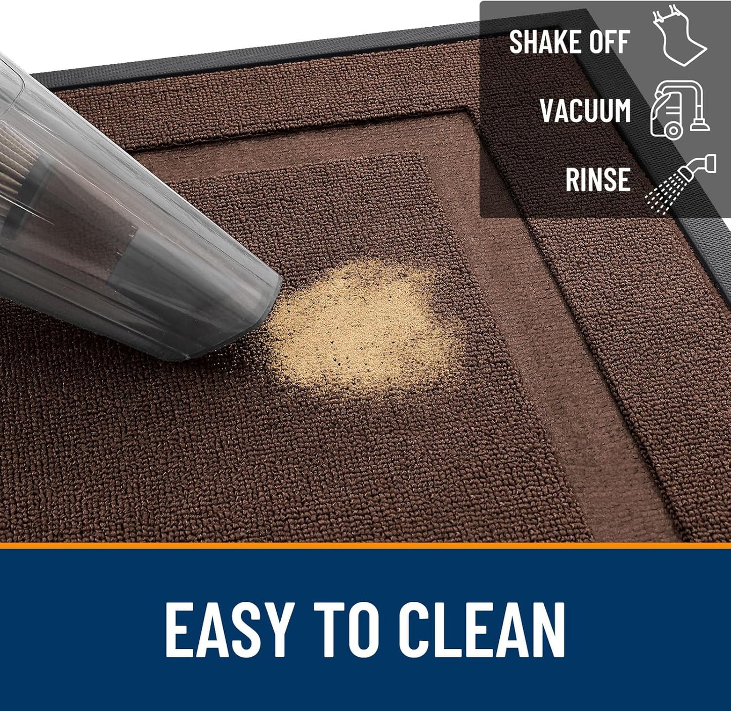 OLANLY Waterproof Front Door Mat - All-Season Indoor/Outdoor Doormat, Easy Clean, 47x17, Chocolate Brown