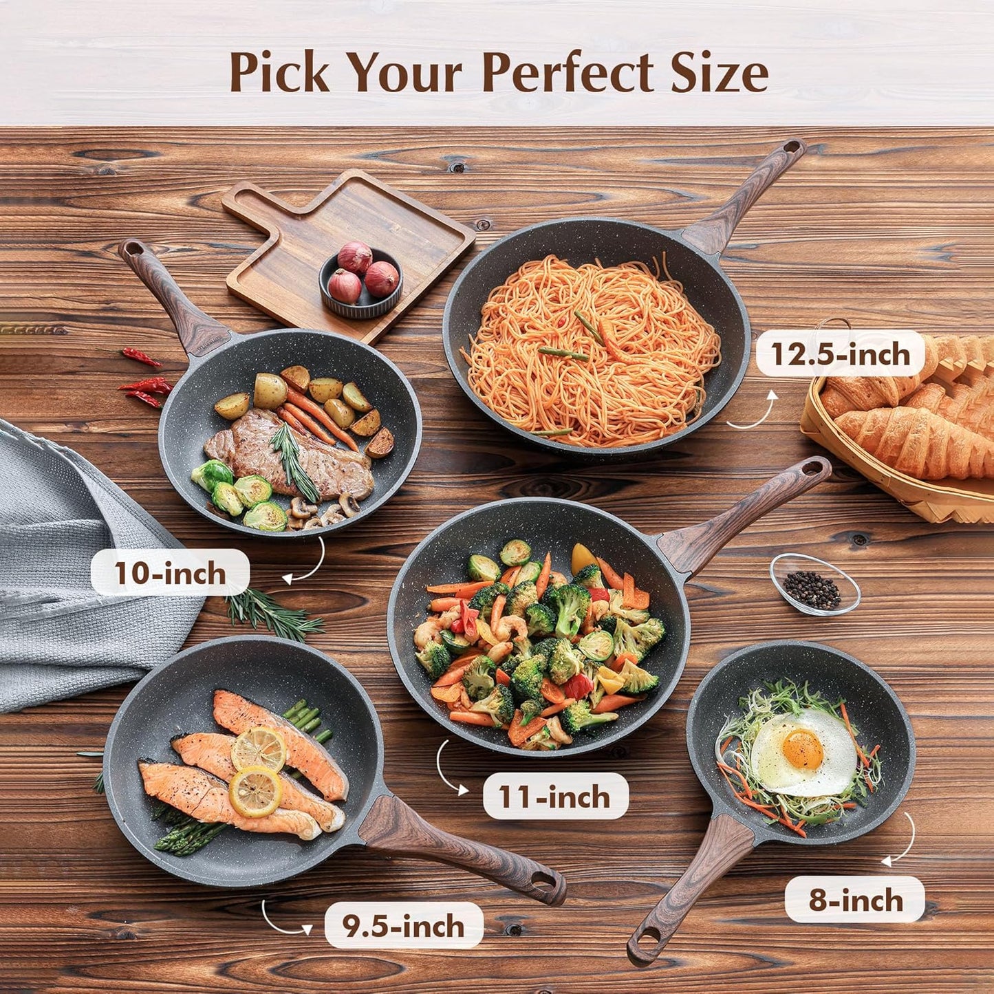 SENSARTE Nonstick Frying Pan - Swiss Granite Coating Omelette Pan, PFOA Free | 9.5 Inch Chef's Cookware