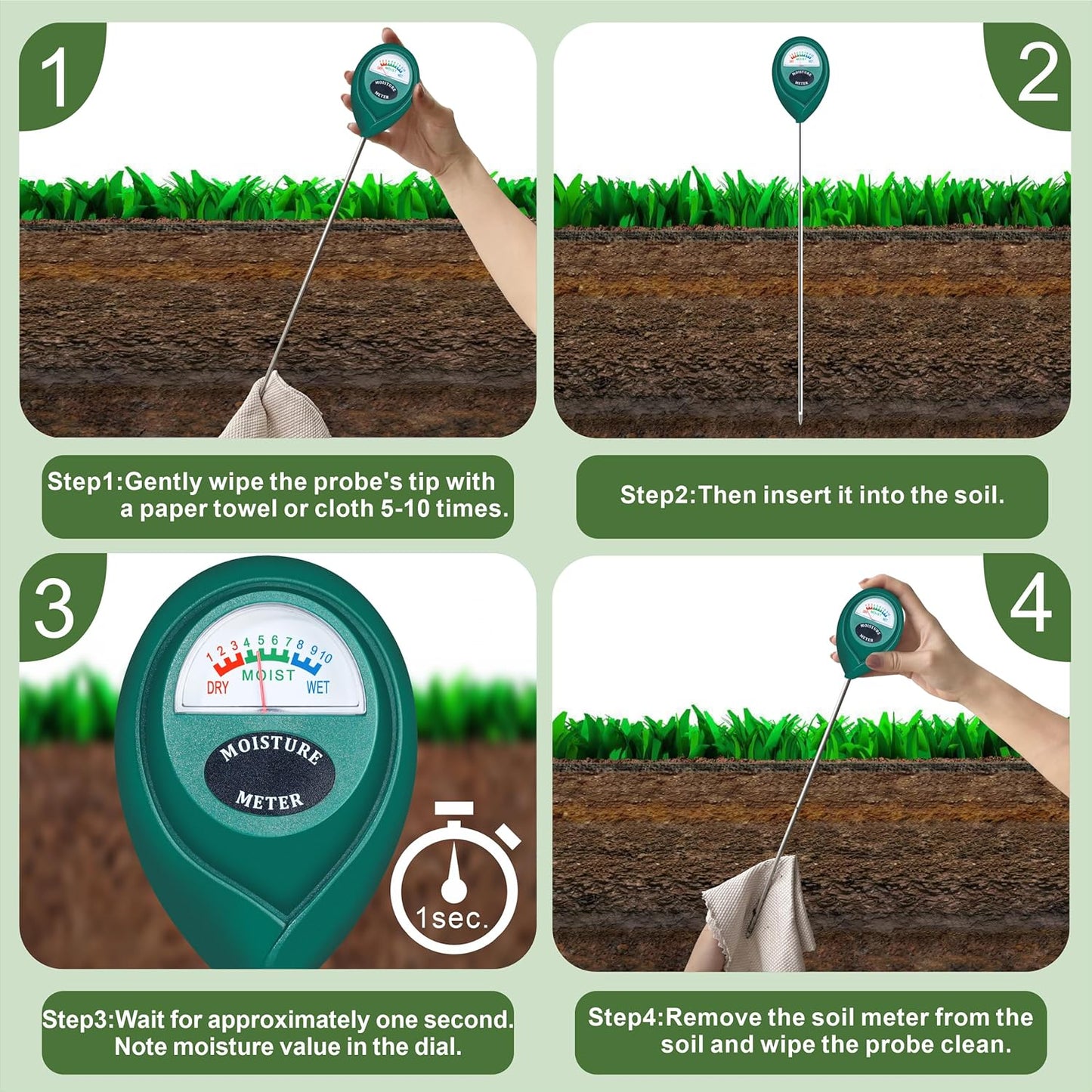 XLUX Soil Moisture Meter - Long Probe Water Monitor for Indoor/Outdoor Plants | Gardening & Farming