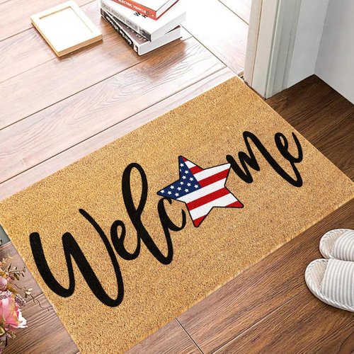 FYSUIMU Patriotic Coir Door Mat - Non-Slip American Flag Design | 4th of July Home Decor, 16.5 x 29 Inch