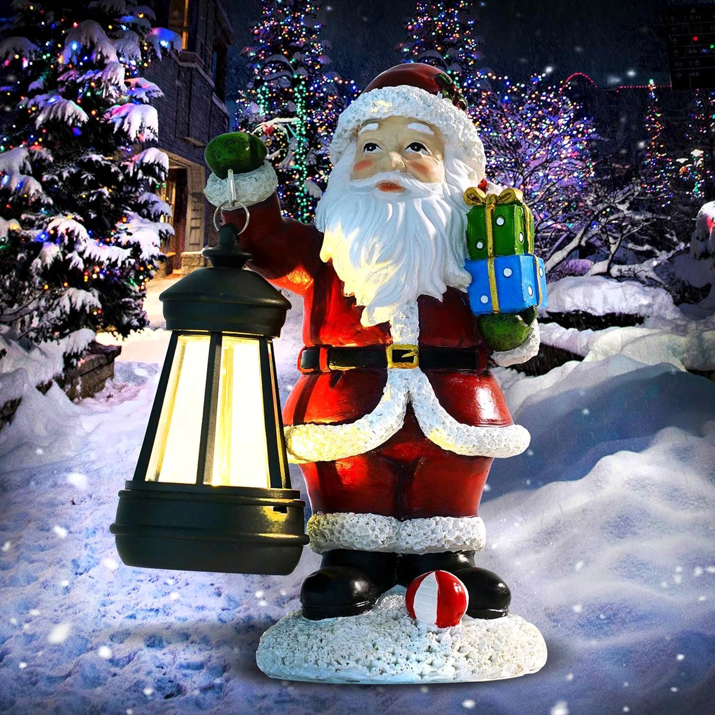 Skiennix Santa Claus Decor - Standing Figurines with Lantern Light for Indoor Ornaments | 2025 Holiday Centerpieces