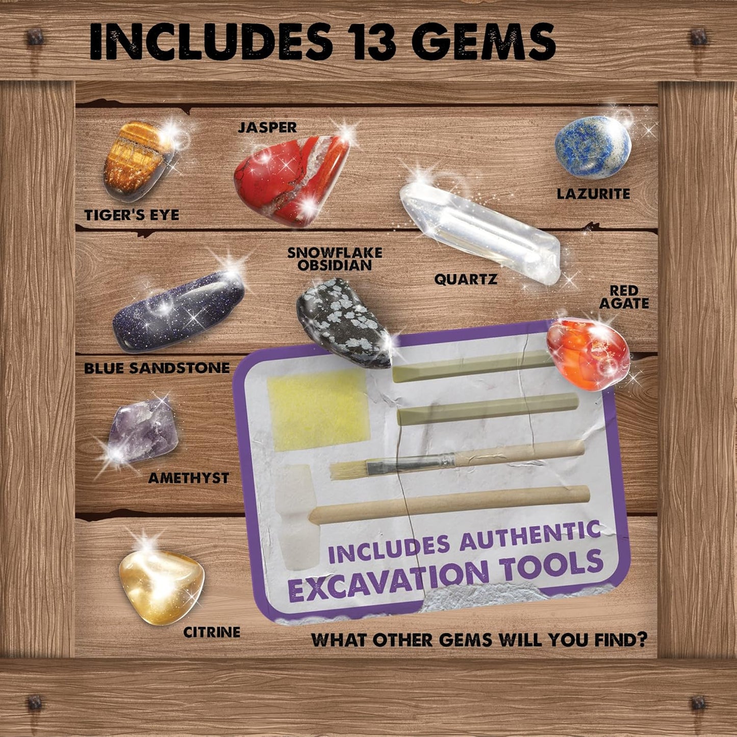 MindWare Dig It Up Giant Gem Discovery Kit - Engaging Geology Experience for Kids | 12 Real Polished Gemstones, Tools & Poster - Ages 4+