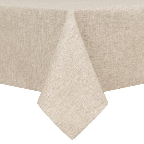 Hiasan Faux Linen Polyester Rectangle Tablecloth - Wrinkle and Stain Resistant Washable Table Cloth for Kitchen Dining Room Holiday Table Cover for Party Dinner, Beige, 54 x 80 Inch